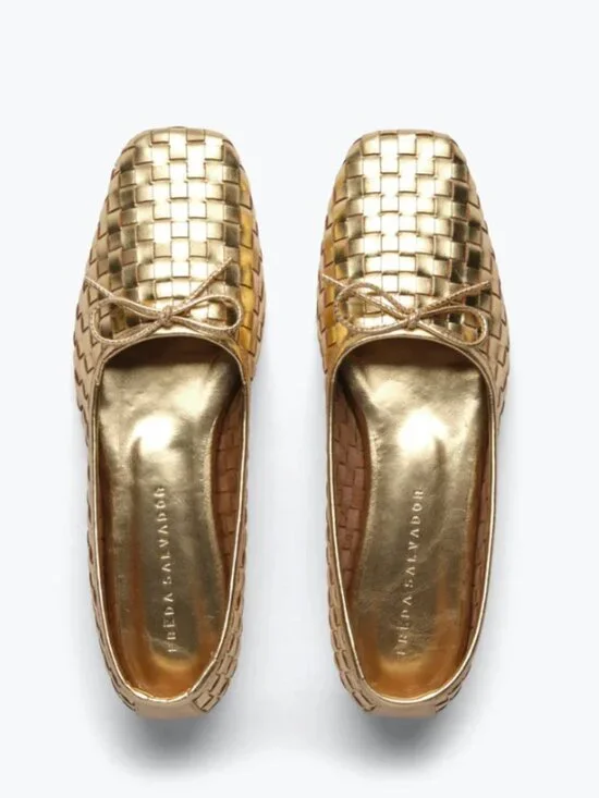 Freda Salvador Jada Square Toe Ballet Flat in Gold - Picture 1 of 10